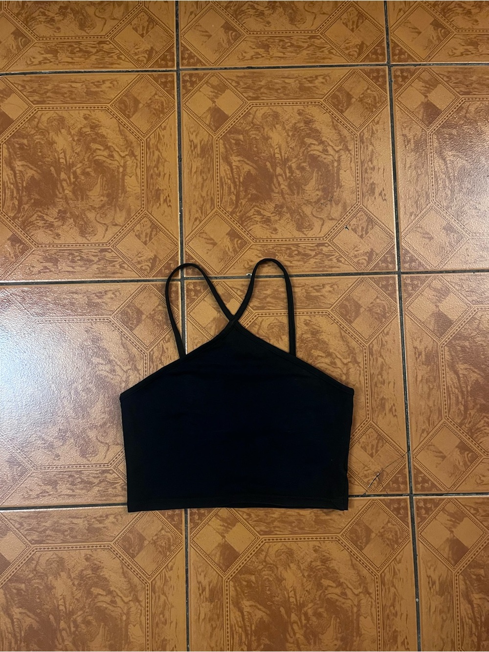 H&M Black Strappy Halter Crop Top